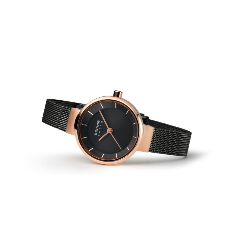 BERING Ladies Scandinavian Solar Black×RoseGold 14627-166 (ベーリング レディース腕時計 ソーラー ブラック×ローズゴールド)