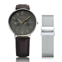 BERING Mens Unisex Changes 40mm 14240-005 （ベーリング メンズ ユニセックス 腕時計 ブラウンレザー＆シルバーメッシュベルト）