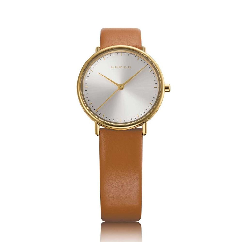 BERING Changes mini 29mm 15729-530-3H （ベーリング レディース腕時計 チェンジズミニ キャメルブラウンレザー＆イエローゴールドメッシュベルト）