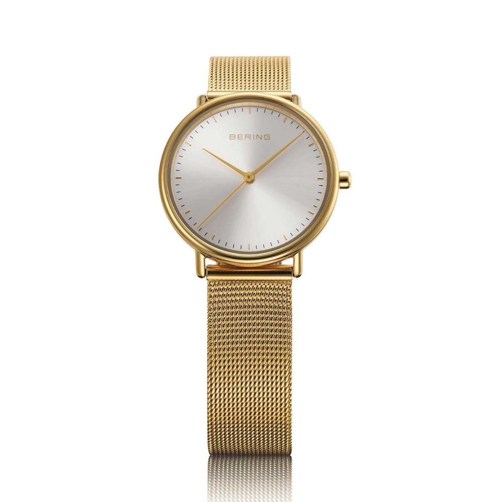 BERING Changes mini 29mm 15729-530-3H （ベーリング レディース腕時計 チェンジズミニ キャメルブラウンレザー＆イエローゴールドメッシュベルト）