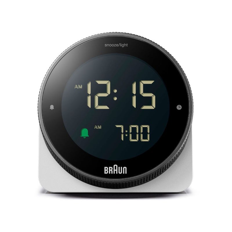 回転式べセルのデジタルアラームクロック BRAUN DIGITAL CLOCK WHITE BC24W （ブラウン デジタル置き時計 ホワイト）