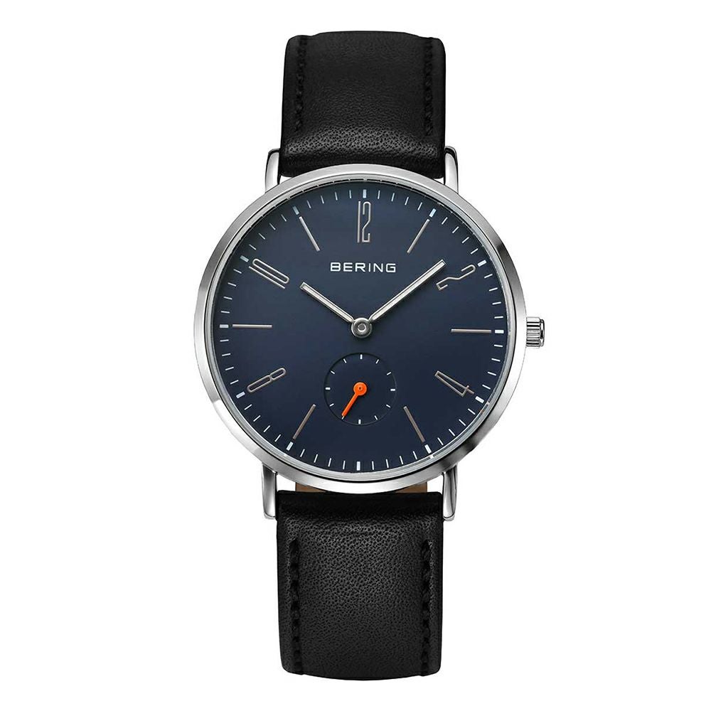 BERING Unisex Classic Scandinavian Small second & Leather 14036
