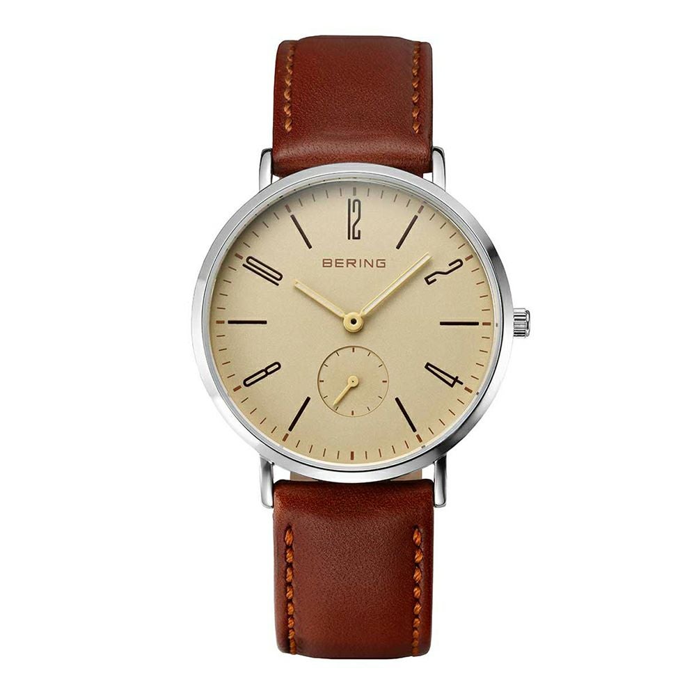 BERING Unisex Classic Scandinavian Small second & Leather 14036