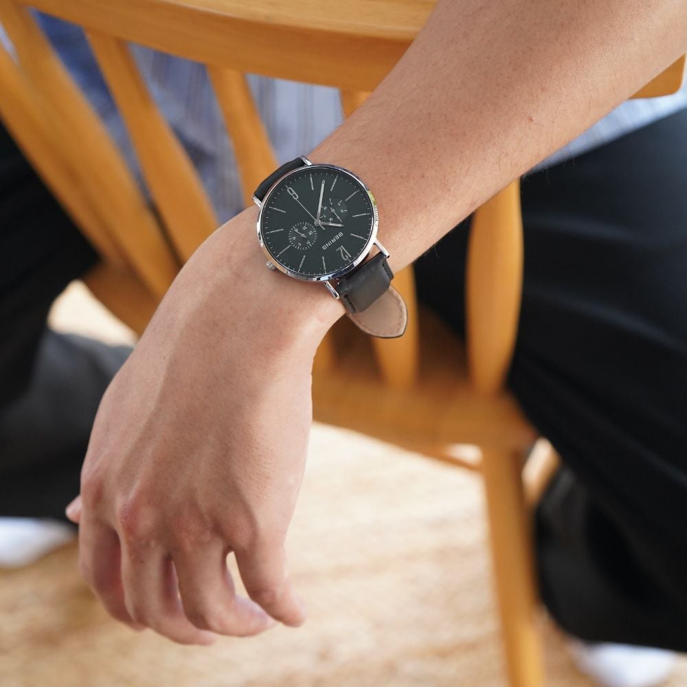 BERING Unisex Changes Deep green 14240-409（ベーリング メンズユニセックス腕時計 ディープグリーン チェンジズ 革＆メッシュベルト 替えベルト2本付き）