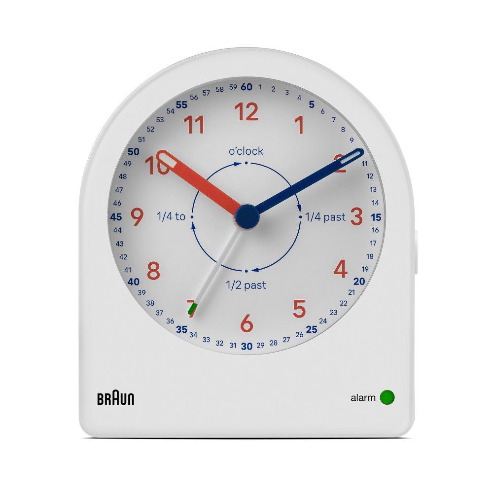 子供が時間の数え方・読み方を学べる BRAUN Time Teacher ALARM CLOCK BC22TW（ブラウン タイムティーチャー アナログアラーム置き時計ホワイト×オレンジ ）