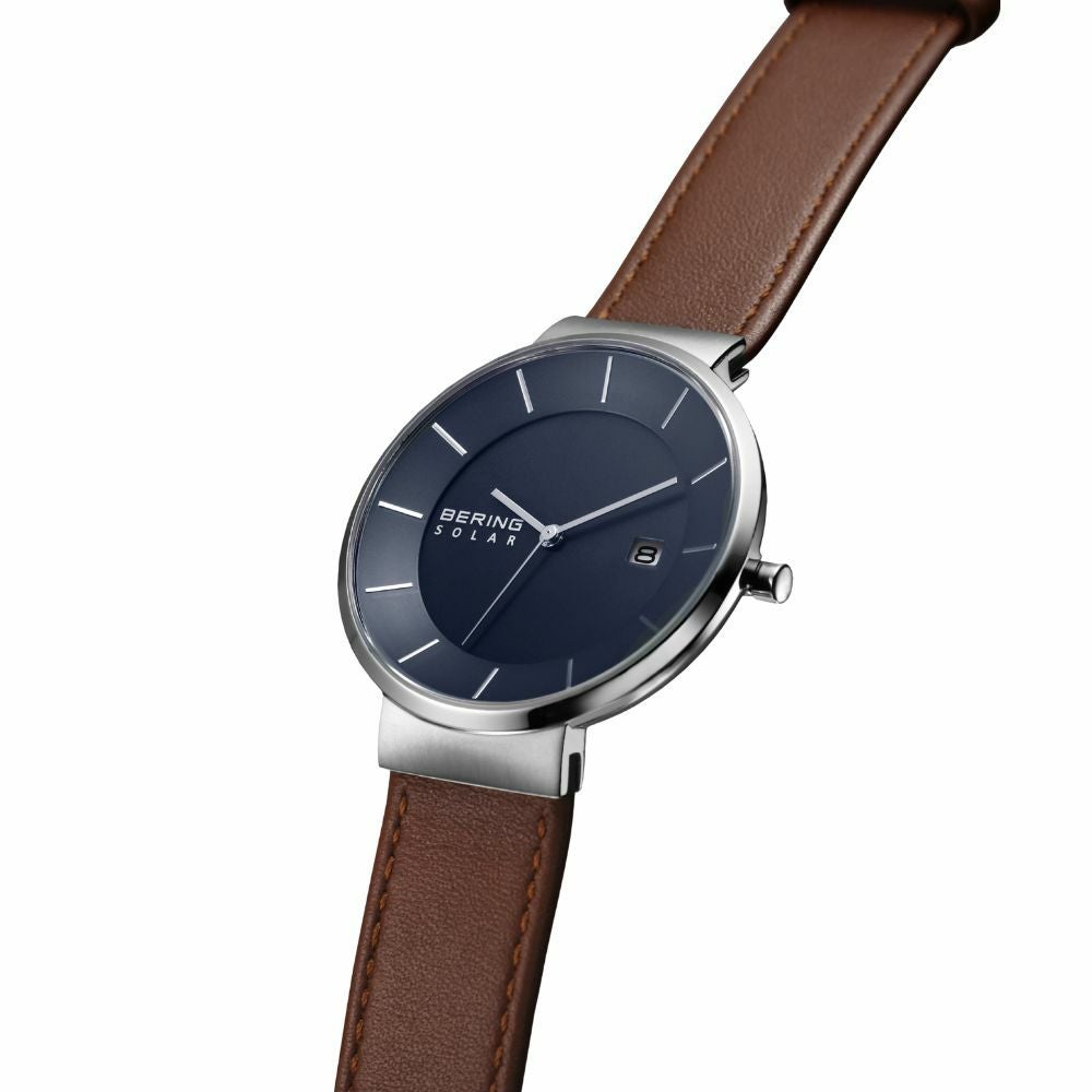 BERING Mens Unisex Scandinavian Solar Navy Blue 14639-507