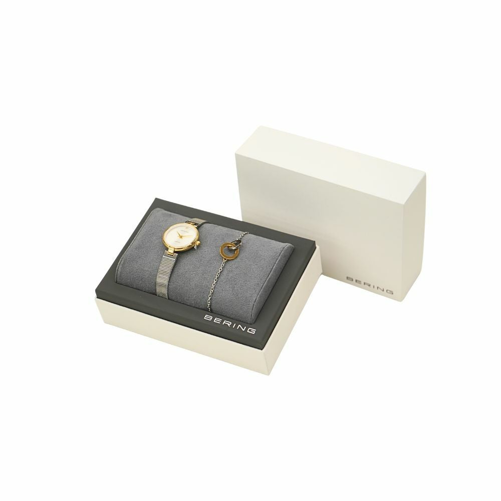 BERING Ladies Watch&amp;Bracelet Silver&amp;Gold 17724-010-GWP