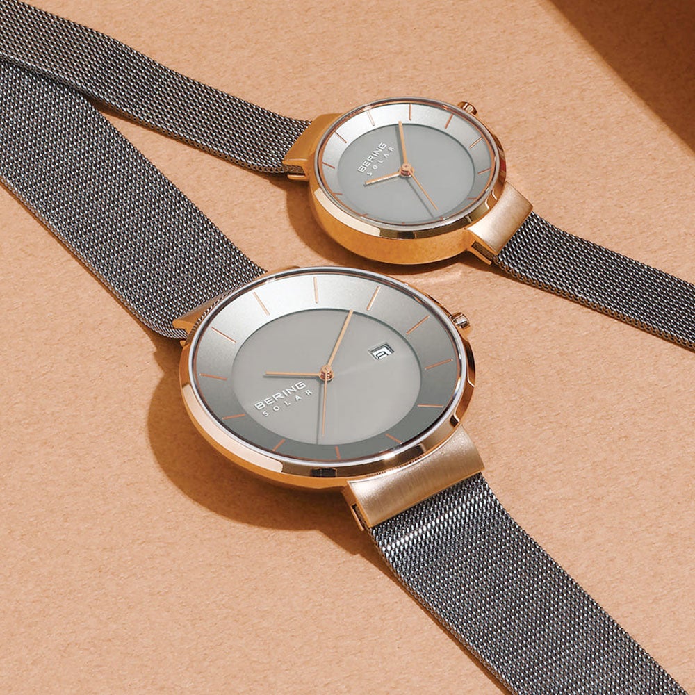 人気No.１のソーラーペアウォッチ2本セット BERING Pair Watch Scandinavian Solar Gray×RoseGold 14639-369 14627-369（ベーリング 腕時計 ペアウォッチ スカンジナビアンソーラー グレー×ローズゴールド）