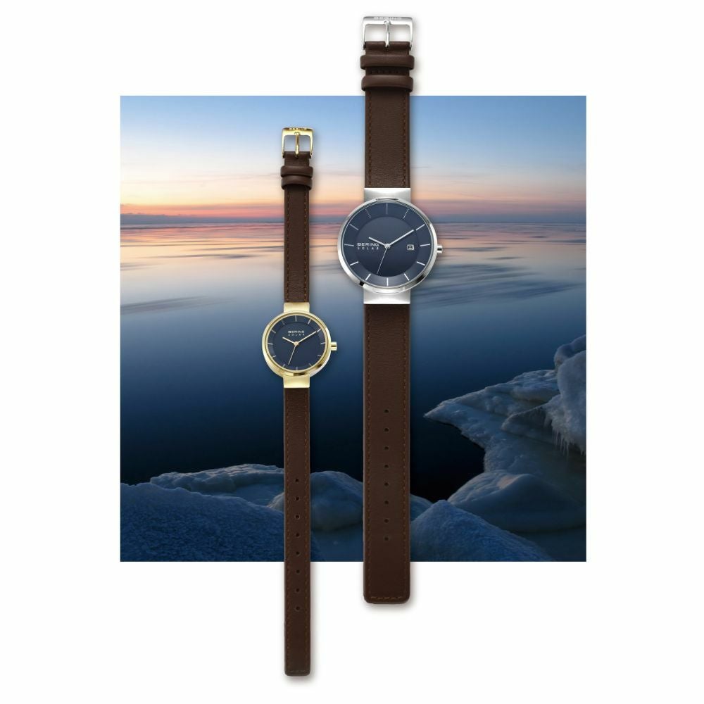 BERING Pair Watch Scandinavian Solar Navy Blue 14639-507 14627-537