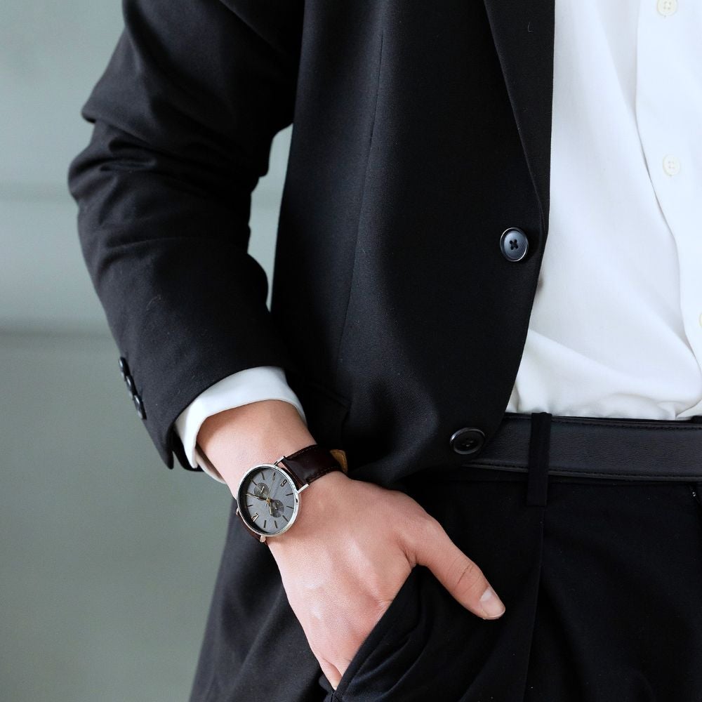 スレートグレイ×ゴールドのベーリングペアウォッチ2点セット BERING Pair Watch Changes Gray×Gold 14240-005 14236-005 （ベーリング ペアウォッチ 腕時計 グレー×ゴールド文字盤 ブラウンレザベルトー＆シルバーメッシュベルト）
