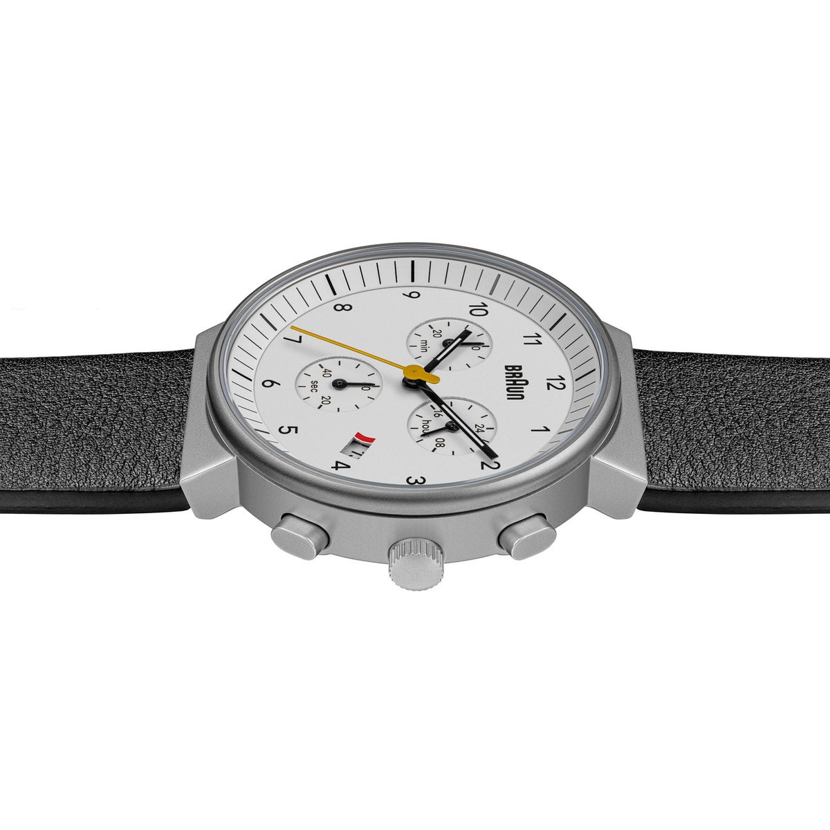 BRAUN CHRONOGRAPH WATCH LEATHER WHITE BN0035BWHBKG （ブラウン クロノグラフ腕時計 白文字盤×シルバーケース）