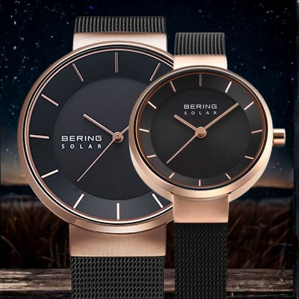 BERING Pair Watch Scandinavian Black RoseGold 14639-166 14627-166