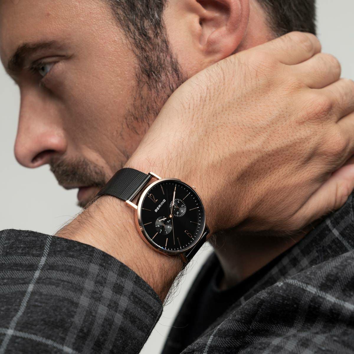 ブラック×ローズゴールドのペアウォッチ2点セット BERING Pair Watch Changes Black×RoseGold 14240-166 14236-166 （ベーリング 腕時計 ペアウォッチ チェンジズ ブラック×ローズゴールド）