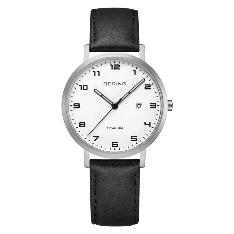 BERING Ladies Unisex Air Titanium White×Black 18634-404 （ベーリング レディース ユニセックス 腕時計 エアチタニウム 白文字盤×ブラックレザー）