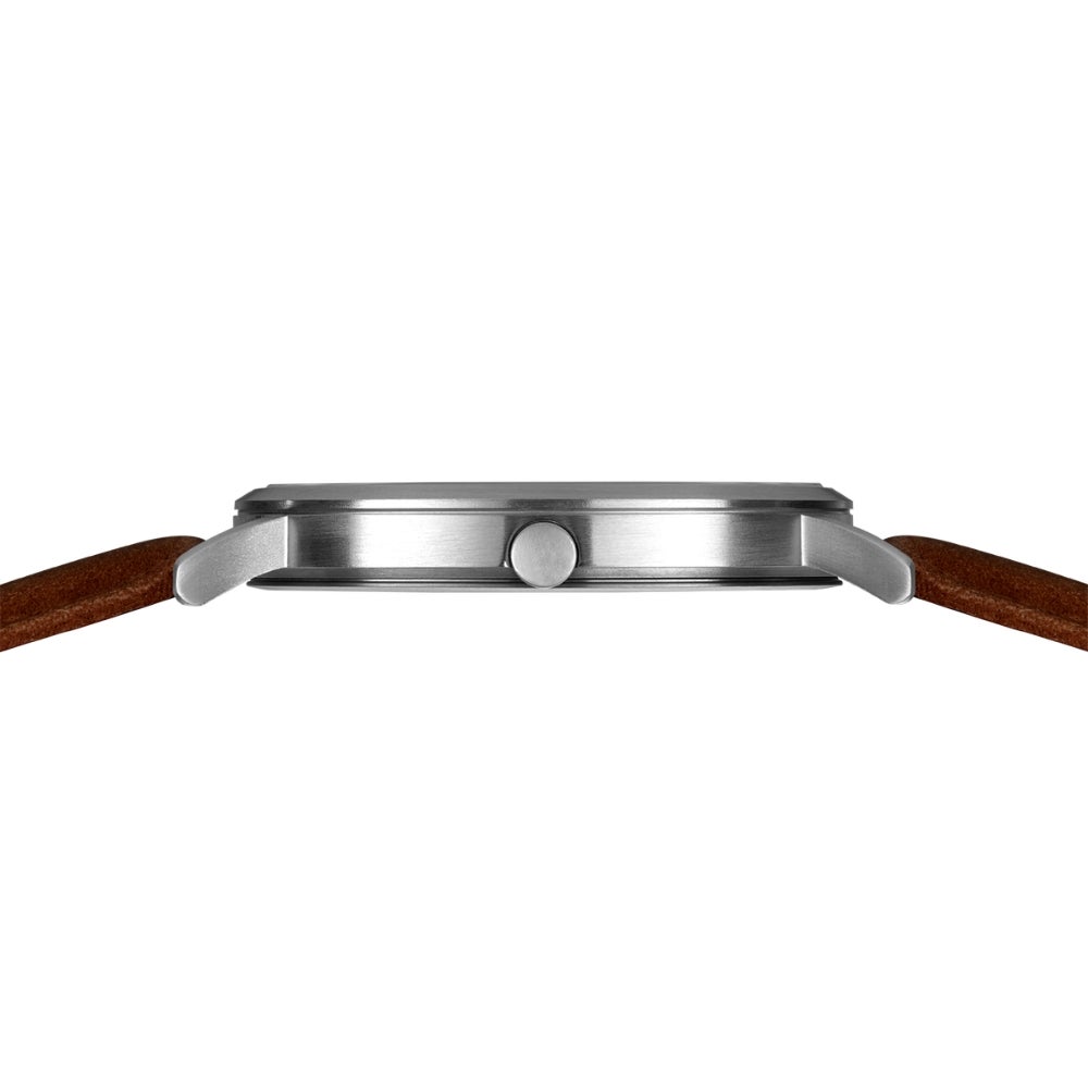 BERING Mens Unisex Air Titanium Navy×Brown 18640-505 （ベーリング メンズ ユニセックス 腕時計 エアチタニウム 青文字盤×ブラウンレザー）