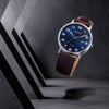BERING Mens Unisex Air Titanium Navy×Brown 18640-505 （ベーリング メンズ ユニセックス 腕時計 エアチタニウム 青文字盤×ブラウンレザー）