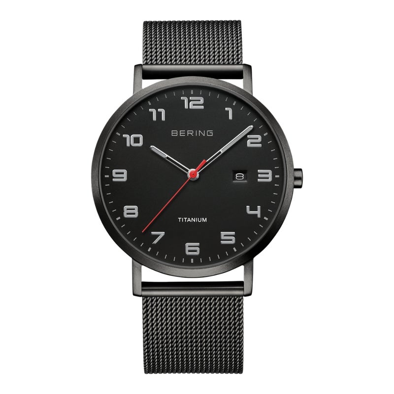 BERING Mens Unisex Air Titanium Black×Black 18640-122 （ベーリング メンズ ユニセックス 腕時計 エアチタニウム 黒文字盤×ブラックメッシュベルト）